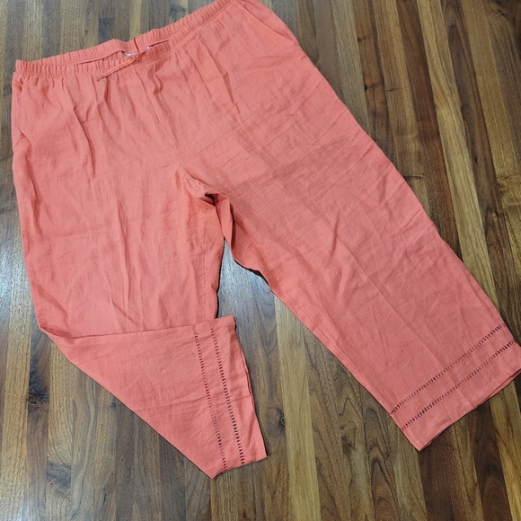 David Dart 100% Linen Crop Pants Coral Pink Size 1X - Picture 1 of 9
